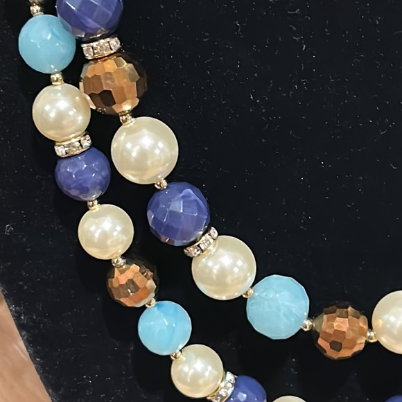 Bill Blass Double Strand Blue Beaded / Pearl Necklace - Picture 3 of 11